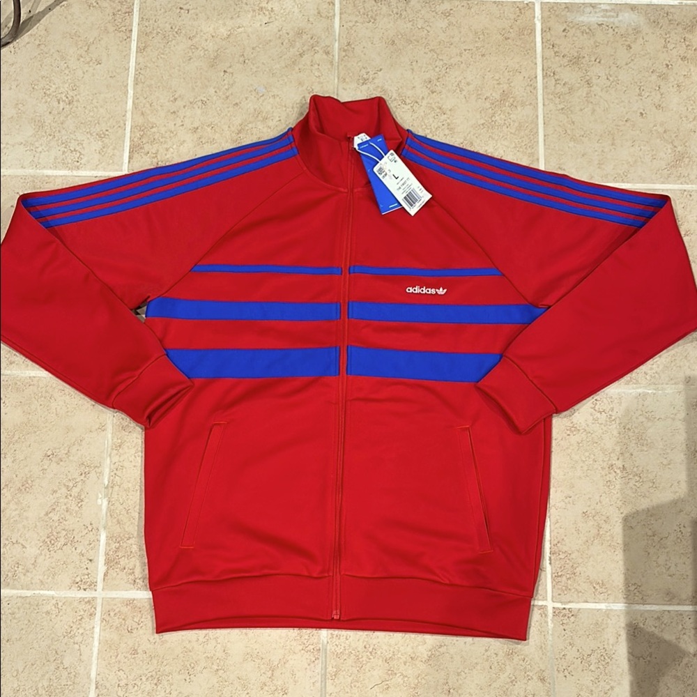 Men’s Adidas Red and Blue Striped Jacket